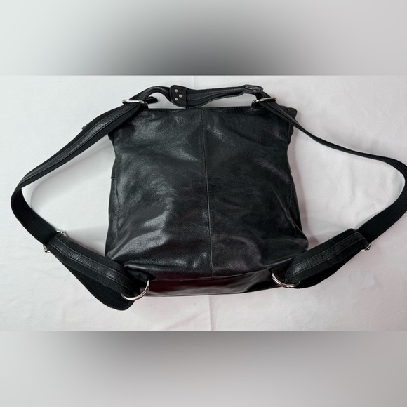 The Sak Ventura Leather Backpack Crossbody Messenger Saddle Bag Black Silver - Picture 5 of 13